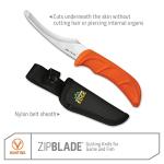 OUTDOOR EDGE Zip Blade - 4.0" Fixed Blade Hunting Knife for Skinning and Gutting Big Game - Includes Black Nylon Belt Sheath - Deer Gutting Knives