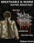 Hunt Quiet Hunting Clothes for Men with Face Mask, Silent Water Resistant Hunting Jacket and Bibs,Blaze Orange Vest &Face Mask (Next Camo G2, L)
