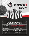 Hawki Airgun Pellets -.177/4.5mm Caliber (8.18 gr/0.53 g) 500 ct Hi7027EX Hollow + Pointed
