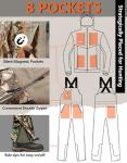 Hunt Quiet Hunting Clothes for Men with Face Mask, Silent Water Resistant Hunting Jacket and Bibs,Blaze Orange Vest &Face Mask (Next Camo G2, L)