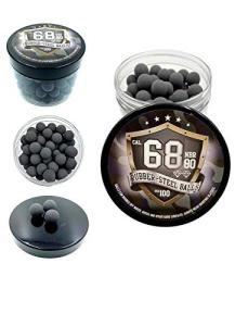100x Premium Quality Hard Rubber Steel Balls Paintballs Powerballs ca. 7 Grams Heavy Ammunition for a Real Self and Home Defense Training Pistols in 68 Caliber