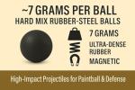 100x Premium Quality Hard Rubber Steel Balls Paintballs Powerballs ca. 7 Grams Heavy Ammunition for a Real Self and Home Defense Training Pistols in 68 Caliber