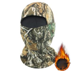 Winter Warm Windproof Camo Balaclava Face Mask for Men, Cold Weather Tactical Ski Mask for Hunting, Skiing, Motorcycling (US, Numeric, 0, Bionic Leaf)