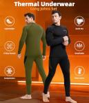 romision Thermal Underwear Long Johns for Men Fleece Lined Base Layer Cold Weather Hunting Gear Bottom and Top Set