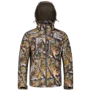 UIIHUNT Hunting Jacket for Men, Quiet Fleece Lined Camo Coat with Hood, Water Resistant, Cold Weather Hunting Clothes (US, Alpha, Large, Regular, Regular, Tree Camo)
