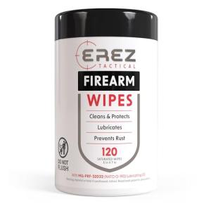 Erez Tactical Gun Cleaning Supplies: 120 Gun Cleaning Wipes, 5"x7" CLP Gun Cleaner Lubricant - Clean, Lubricate, Protect - MIL-PRF-32033 (NATO O-190) Field & Range Gun Cleaning Cloth