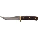 Old Timer 160OT Mountain Lion 9.3in High Carbon S.S. Full Tang Fixed Blade Knife with 5in Clip Point Blade, Black Sawcut Handle, and Leather Belt Sheath for Hunting, Camping, EDC, and Outdoors