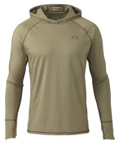 KUIU Gila LS Hoodie - Cooling Sun Protection Shirt for Hot Weather Hunting & Outdoor Activities, UPF 50+, Quick-Dry, Odor Resistant, Lightweight & Breathable Khaki