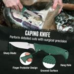 Mossy Oak Field Dressing Kit, 4 Pcs Hunting Knife Set with Portable Sheath, Gut-Hook Skinner, Caping Knife, Wood/Bone Saw, Knife Sharpener, for Deer Hunting, Camping, Perfect Hunting Gifts for Men