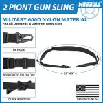 WarBull 2 Point Rifle Sling, QD Swivel Quick Adjust Gun Sling with HK Hook, Soft Shoulder Pad Tactical Rifle Sling for Rifle, Shotgun, Crossbow, Hunting and Outdoor Sports with Keychain Gift (Black)