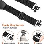 EZshoot Two Point Sling with Swivels, Comfortable Neoprene Padded, Length Adjustable Rifle Sling for Outdoors Black