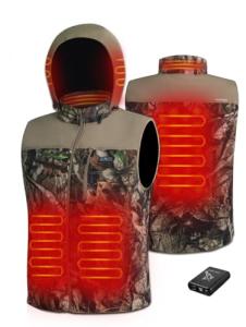 Hunt Quiet Men’s Heated Vest with Power Bank, Rechargeable Vest for Hunting (Next Camo G2, Size XXL)