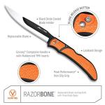 OUTDOOR EDGE RazorBone Replaceable Blade Folding Hunting Knife with Clip & Sheath, 3 Butcher Knife Blade Styles - Boning, Gutting, & Skinning Knives. Blaze Orange, Camo Sheath, 6 Blades & Blade Box