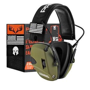 PROHEAR Electronic Ear Protection for Shooting with 4X Sound Amplification, Gun Range Hearing Protection Muffs, NRR 23dB Noise Reduction Headphones for Hunting, Green