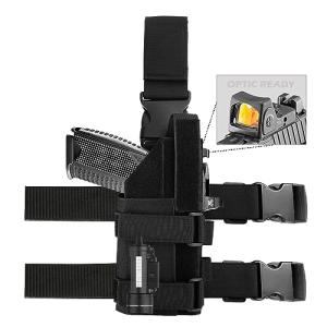 Universal Drop Leg Tactical Gun Holster fit Pistols with Optic/Light/Laser, Adjustable Thigh Nylon Gun Holster Compatible with Glock 1911 S&W Sig Sauer Ruger Taurus Berreta CZ HK and More