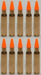 ST Action Pro Pack Of 10 Inert .308 Winchester Rifle Orange Safety Trainer Cartridge Dummy Ammunition Ammo Shell Rounds with Brass Case