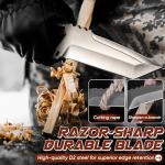 Purple Dragon Fixed Blade Knife with Kydex Sheath - D2 Steel Survival Knives for Camping, Bushcraft - Ergonomic G10 Handle Outdoor Survival Gear Gift for Men(Black-T)