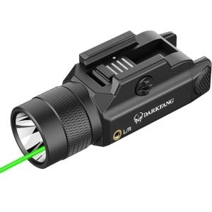 DARKFANG Tactical Flashlight and Green Laser Light Combo 1500 Lumen for Shotgun/Pistol Light with Momentary/Strobe Function for 1913 Picatinny Rail
