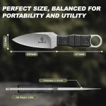 CIVIREVIC Fixed Blade Outdoor Knife with Sheath, 5Cr High Carbon Steel Stonewashed Blade, Full Tang Knife with Non-Slip ABS Handle, Belt & Boot Carry Sheath, Ideal for Camping, Hiking & Survival – Silver