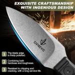 CIVIREVIC Fixed Blade Outdoor Knife with Sheath, 5Cr High Carbon Steel Stonewashed Blade, Full Tang Knife with Non-Slip ABS Handle, Belt & Boot Carry Sheath, Ideal for Camping, Hiking & Survival – Silver