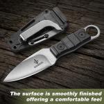 CIVIREVIC Fixed Blade Outdoor Knife with Sheath, 5Cr High Carbon Steel Stonewashed Blade, Full Tang Knife with Non-Slip ABS Handle, Belt & Boot Carry Sheath, Ideal for Camping, Hiking & Survival – Silver