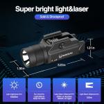 DARKFANG Tactical Flashlight and Green Laser Light Combo 1500 Lumen for Shotgun/Pistol Light with Momentary/Strobe Function for 1913 Picatinny Rail