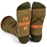 Lavley I'd Rather Be Hunting - Novelty Socks, Funny Fishing and Hunting Socks for Men, Comfortable Cotton Blend, Fun & Crazy Boot Style, Funny Gift for Men Size 6-13