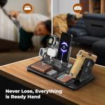 ONNAIS Gun Rack Trigger Lock - Detachable One-Hand Quick-Access Pistol Rack with Handgun Safe, All-in-One Desk & Nightstand Organizer with Phone Stand, Gun Accessories & Birthday Gifts for Men