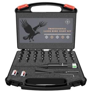 Bore Sight Laser Professional Green Laser Bore Sight Kit with 32 Adapters fit 0.17 to 12GA Calibers, Multiple Caliber Green Bright Bore Sighter Laser Powerful Support for All Gun, Rifle, Pistol