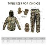 Ghillie Suit Camouflage Hunting Suits Outdoor 3D Leaf Lifelike Camo Clothing Lightweight Breathable Hooded Apparel Suit, Hunting Gloves, Leafy Face Mask and Bag for Jungle Shooting Halloween…