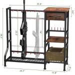 YOHKOH Gun Rack for Heavy-Duty Gun Storage with 9 Open Slots and 6 Pistol Holders, Includes Wood Shelf and Drawer, Black Finish with Reinforced Carbon-Steel, Freestanding for Indoor Home Garage Use