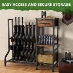 YOHKOH Gun Rack for Heavy-Duty Gun Storage with 9 Open Slots and 6 Pistol Holders, Includes Wood Shelf and Drawer, Black Finish with Reinforced Carbon-Steel, Freestanding for Indoor Home Garage Use
