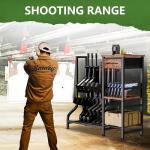 YOHKOH Gun Rack for Heavy-Duty Gun Storage with 9 Open Slots and 6 Pistol Holders, Includes Wood Shelf and Drawer, Black Finish with Reinforced Carbon-Steel, Freestanding for Indoor Home Garage Use