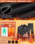 Muezna Men's Thermal Top and Bottom Set Underwear Long Johns Base Layer with Soft Fleece Lined Camouflage