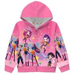 Girls Hoodies Demon Hunters Sweatshirts K Pop Fashion Cute Cartoon Graphic Rumi Mira Zoe Long Sleeve Zipper Jacket Hoodied Hot Pink
