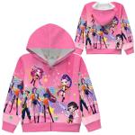 Girls Hoodies Demon Hunters Sweatshirts K Pop Fashion Cute Cartoon Graphic Rumi Mira Zoe Long Sleeve Zipper Jacket Hoodied Hot Pink