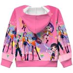 Girls Hoodies Demon Hunters Sweatshirts K Pop Fashion Cute Cartoon Graphic Rumi Mira Zoe Long Sleeve Zipper Jacket Hoodied Hot Pink
