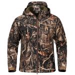 NAVEKULL Silent Hunting Clothes for Men Soft Shell Outdoor Jacket Water Resistant Windproof Camo Fleece Hooded Tactical Quiet Coat Military Army Lightweight Training Tree Camouflage Hiking Jackets