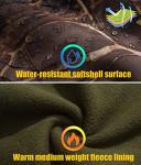 NAVEKULL Silent Hunting Clothes for Men Soft Shell Outdoor Jacket Water Resistant Windproof Camo Fleece Hooded Tactical Quiet Coat Military Army Lightweight Training Tree Camouflage Hiking Jackets