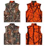 GUGULUZA Camo and Orange Hunting Reversible Vest, Game Vest Jacket for Hunting Camping (M-4XL) (XXL)