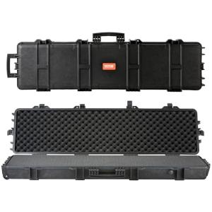 VEVOR Rifle Case, Rifle Hard Case with 4 Layers Fully-protective Foams, 50 inch Lockable Hard Gun Case with Wheels, IP67 Waterproof & Crushproof, for Two Rifles or Shotguns, Black