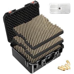 9mm Ammo Box Storage Case: Waterproof Ammo Case Organizer, Durable Ammunition Carrying Boxes for 9mm Luger, 9x19mm, .380ACP, .45, .22LR, .223, 5.56 Ammo Boxes for Can for Pistol Gun & Handgun Ammos