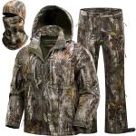 NEW VIEW Camo Hunting Clothes for Men, Quiet Warm Fleece Lining, Cold Weather Deer Hunting Jacket and Pants with Face Mask