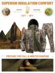 NEW VIEW Camo Hunting Clothes for Men, Quiet Warm Fleece Lining, Cold Weather Deer Hunting Jacket and Pants with Face Mask