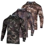 WISIGO 3pcs Men's Hunting Camo Shirts,Camouflage Long Sleeve Hooded Shirts for Men Lightweight Fishing Hiking Camping(Mix,L)
