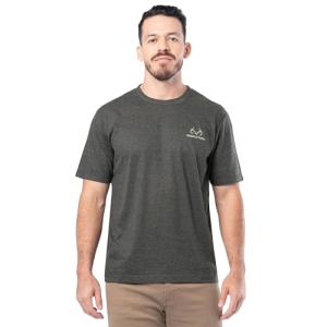 Realtree Men's Short Sleeve Graphic Performance Tee, Moisture Wicking Lightweight T-Shirt for Hunting and Outdoor Lifestyle, Black/Half & Half, Large