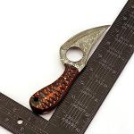 HUNTING HUNTS Predator Hunter - Handmade Damascus Knife with Leather Sheath - For Skinning, Camping, Outdoor - EDC 7” Fixed Blade Bushcraft Knives | Red Black Exotic Wood Handle