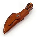 HUNTING HUNTS Predator Hunter - Handmade Damascus Knife with Leather Sheath - For Skinning, Camping, Outdoor - EDC 7” Fixed Blade Bushcraft Knives | Red Black Exotic Wood Handle