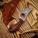 HUNTING HUNTS Predator Hunter - Handmade Damascus Knife with Leather Sheath - For Skinning, Camping, Outdoor - EDC 7” Fixed Blade Bushcraft Knives | Red Black Exotic Wood Handle