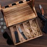 DGWJSU Pistol Rack Gun Safe, Real Wood Handgun Rack Holder for Gun Cabinet Accessories, Rustic Style Gun Rack Organizer for Nightstand, Gifts for Men